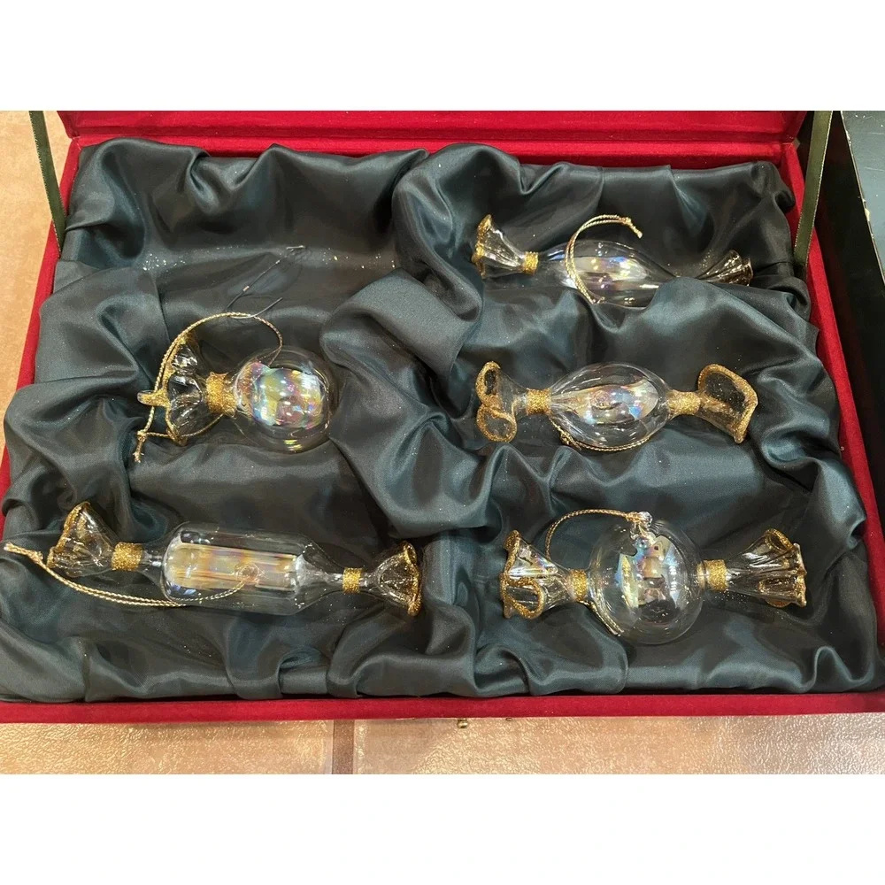 Brookstone Handblown Bonbon Christmas Ornament Set With Box‎